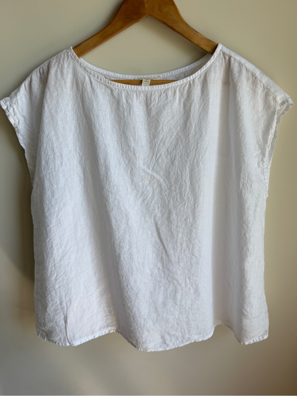 Eileen Fisher 100% Organic Linen Sleeveless Boxy Top Gathered Back Womens M